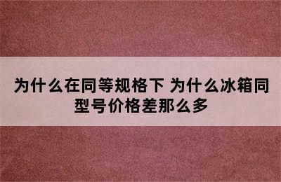 为什么在同等规格下 为什么冰箱同型号价格差那么多